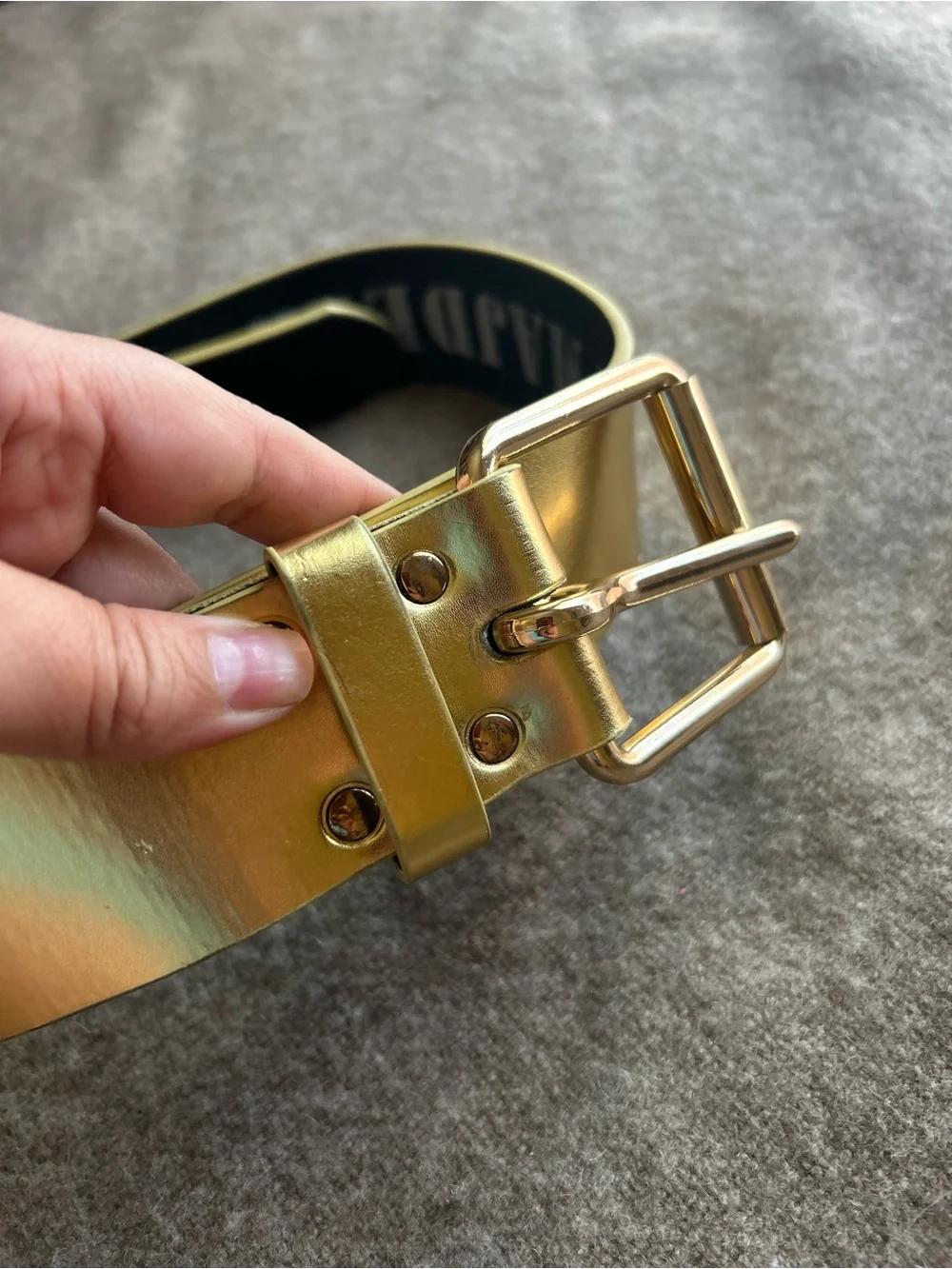 GARY MADJDELL Classic Genuine Leather Belt in Gold men’s 38